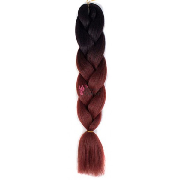 Coada de par afro impletita Premium Ombre 2 de 60 cm Brunet-Castaniu Mediu B31